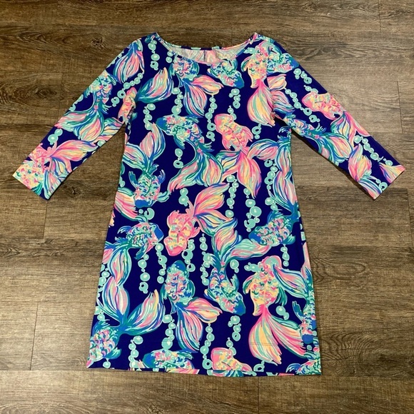 NWOT Lilly Pulitzer 97181 Women's Sz M Marlowe Dress in Going Coastal Print Koi - Picture 1 of 8